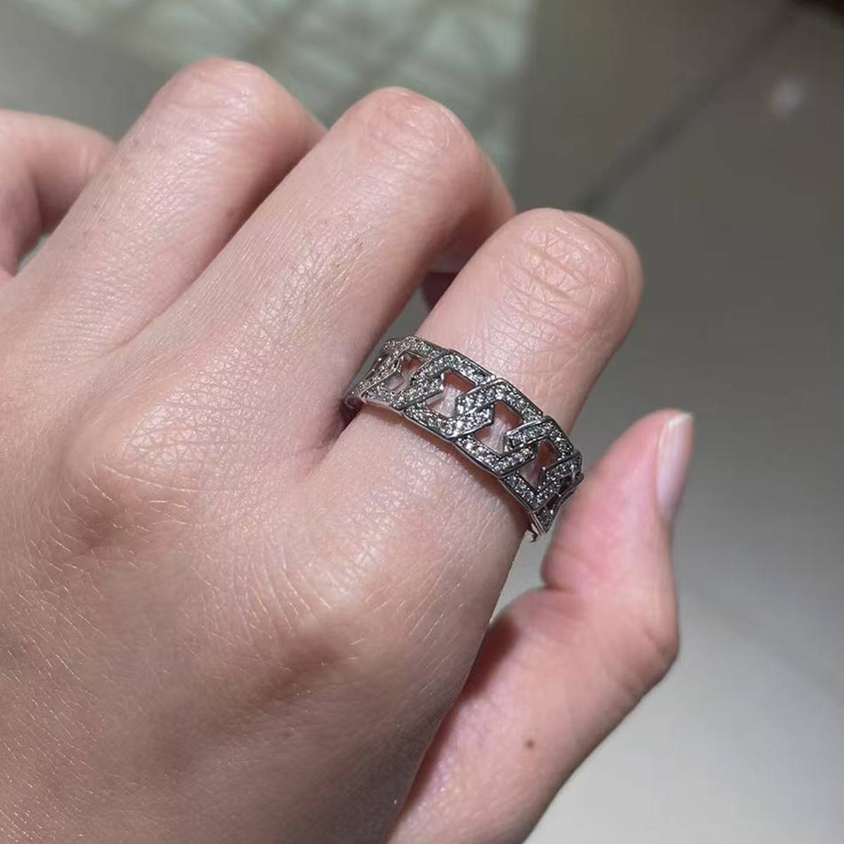 Fashion style exhaust ring S925 silver plated platinum customized option Side Stone Moissanite 0.77ct